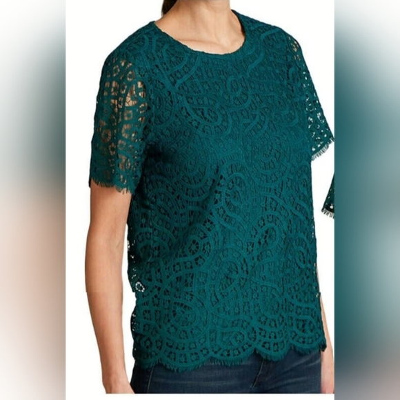 Philosophy Tops - Philosophy Teal Lace Short Sleeve Blouse‎ Sz XXL